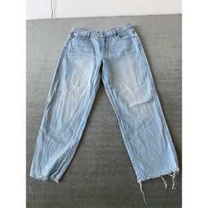 Future Collective Jeans Women 10 Light Blue High Rise Raw Hem Loose Barrel Leg